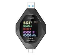 Kznifmk Medidor de Potencia de Corriente de Voltaje Multifunción Tipo C y USB de 1,44 Pulgadas, Herramientas de Prueba de Analizador de Detección de Potencia de Carga Rápida