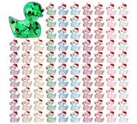 Kznifmk Mini Patos de Resina NavideñOs Pato PequeñO NavideñO Luminoso Mini Animales de Resina Encantos de Pato Que Brillan en la Oscuridad en Miniatura, 100 Piezas