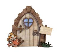 Kznifmk Mini Puerta de Madera de, Puerta de Cuento de Hadas, DecoracióN de Puerta, JardíN, Patio, DecoracióN, Puerta de Elfo de Hadas, Adorno Artesanal 5
