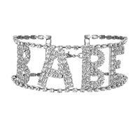 Kznifmk Moda Mujer Collares Carta Rhinestone Incrustaciones Gargantilla Collar Plata