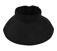 Kznifmk Moda Mujer de ala Roll Up Beach Sun Straw Hat Visor Cap Plegable - Negro