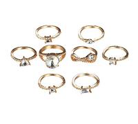 Kznifmk Moda Vintage Anillos Conjunto Aleación Apilable Geométrica Cúbica Zirconia Conjunta Articulación Anillos Conjunto Para Las Mujeres Joyería Fina 8 Unids/Conjunto