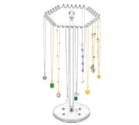 Kznifmk Organizador de Collares de Acrílico, Soporte Giratorio para Collares, Colgador, Organizador de Joyas Transparente, Soporte de Exhibición con 36