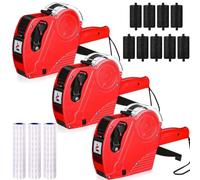 Kznifmk Paquete de 3 Etiquetas de Precios de 8 Dígitos, Kit de Pistola de Precios con 30 Rollos de Etiquetas y 9 Rodillos de Tinta Azules