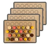 Kznifmk Paquete de 4 Alfombrillas para Hornear Macarrones para una CoccióN y Macarrones Bandejas de Silicona para Hornear Macarrones con CíRculos GuíA de TamañO