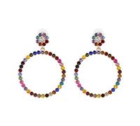 Kznifmk Pendientes Colgantes Redondos GeoméTricos de Diamantes Completos de Cristal Antiguos Pendientes Personalizados (Color)