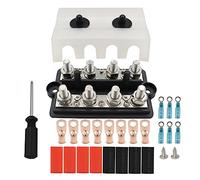 Kznifmk Placa de Caja de Barra Colectora M8, Circuito de 4 Terminales de Doble Rows, Caja Cable de Barra Colectora de Corriente, Piezas Caja AlimentacióN Adecuadas para Coche de RV