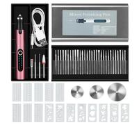 Kznifmk Pluma de Grabado con 37 Bits, Máquina de Grabado Inalámbrica Recargable por USB con Caja, Grabador Rotativo Portátil de Bricolaje, Rosa