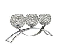 Kznifmk Portavelas de Puente con de Cabezas, Modelo de Cristal Europeo, Decoración de Mesa Artesanal para Casa, Candelabro Plateado