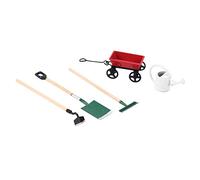 Kznifmk Regadera de Bricolaje Puede Tirar del Carro Rastrillo de la Espada Herramientas de Jardin para ninos Casa de munecas Conjunto de Accesorios de miniaturas