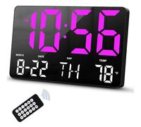 Kznifmk Reloj Digital, Reloj de Pared Digital con Control Remoto, Reloj LED Pantalla Grande con Fecha Semana Temperatura para Sala de Estar