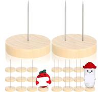 Kznifmk Soporte para Muñeca de Ganchillo, Soporte para Muñeca con Aguja Acero Doble Individual, Juguete para Muñeca de Animal Fieltro, Soporte con Base Madera,Soporte para Figura de Acción