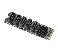 Kznifmk Tarjeta Adaptadora M.2 una Sata3.0 M.2 PCIE 16Gbps 6G ExtensióN de Disco Duro de 5 Puertos Tarjeta Convertidora de Disco Duro Chip JMB585