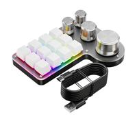 Kznifmk Teclado Macro Personalizado 12 Teclas 4 Perillas Mini USB Teclado Mecánico Programación Macro Teclado para Juegos