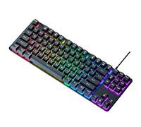 Kznifmk Teclado Mecánico de 87 Teclas, Teclado para Juegos con Eje Verde, Teclado Retroiluminado en Color con Cable para PC, Portátil, Juego de Oficina A