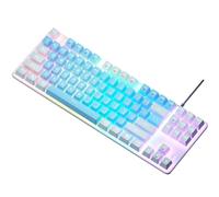 Kznifmk Teclado Mecánico de 87 Teclas, Teclado para Juegos con Eje Verde, Teclado Retroiluminado en Color con Cable para PC, Portátil, Juego de Oficina D