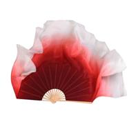 Kznifmk Velos de Abanico Doble de Medio CíRculo Rojo Velo de Danza FolclóRica de Seda para Mujer 1 Par 2 Velo de Danza de Seda Ligera Tinte una Mano (1L + 1R)