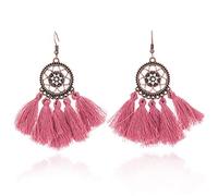 Kznifmk Vintage Boho Étnico Cuelgan Declaración Fringe Pendientes De Gota Para Las Mujeres Del Banquete De Boda Aniversario Adornos De Joyería Rosa Bronce