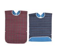 KZNKZN 2 baberos para adultos, impermeables, lavables, para comer, reutilizables, protector de ropa para adultos mayores, hombres y mujeres, Rojo, azul oscuro, 78*44 cm.