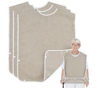 KZNKZN Baberos para adultos mayores, lavables, babero para adultos con recogedor de migas, protectores de ropa impermeables para adultos mayores y discapacitados, marrón, 78*45cm