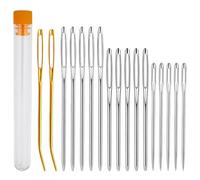 Kzouenzu Agujas Romas Ojo Grande, Agujas De Coser A Mano [17 Piezas], 4 Tamaños, Para Tejer Lana Cosida A Mano, Tubo De Almacenaje Transparente