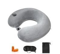 Kzouenzu Almohada De Viaje Hinchable, Inflable Cojin Cervical Viaje, Ultraligero Y Compacta, para Relajarse En Oficina, Avión, Coche, Tren (Hebilla-Gris)