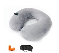 Kzouenzu Almohada De Viaje Hinchable, Inflable Cojin Cervical Viaje, Ultraligero Y Compacta, para Relajarse En Oficina, Avión, Coche, Tren [Gris]