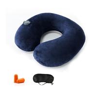 Kzouenzu Almohada De Viaje Hinchable, Inflable Cojin Cervical Viaje, Ultraligero Y Compacta, para Relajarse En Oficina, Avión, Coche, Tren [Azul]
