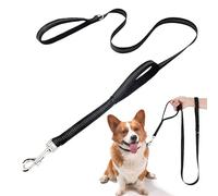 Kzouenzu Correa Perro 2 Metros [Cordón Doble], Correa Perro Reflectante, Ajustable Longitudes, Cuerda De Entrenamiento De Color Negro, para Paseo con Tu Mascota