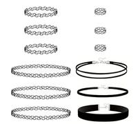 Kzouenzu Gargantilla negra de terciopelo [12 unidades], ajustable, clásica, gargantilla de terciopelo, para mujeres y niñas, bailando, Halloween, cumpleaños, fiesta, cosplay