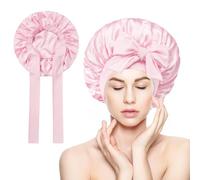 Kzouenzu Gorro De Seda para Dormir, Gorro De Satén para Dormir con Banda Ancha Elástica, Gorros De Seda con Banda Ancha para Mujeres Y Niñas [Rosa]