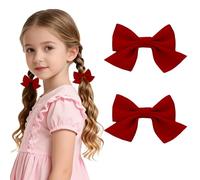 Kzouenzu Hair Clips [2 Piezas], Hair Bow Clips, Sin Marcas, Sin Arrugas, Pelo Accesorios Para El Cabello Para Trenzas Para Hombres Y Mujeres [Rojo]