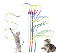 Kzouenzu Juego De 4 Varitas para Gatos, Varita Interactiva para Gatos De 28 Cm, Juguetes para Gatos De Interior Interactivos, para Mascotas Gatito Entrenamiento