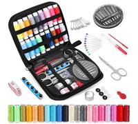 Kzouenzu Kit de costura [86 unidades], incluye hilo de coser, agujas, tijeras, accesorios de costura, botones, etc., juego de agujas e hilo, mini kit de costura portátil, para mamá, principiante