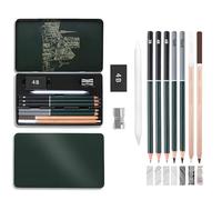 Kzouenzu Lápices Dibujo Profesional [10 Pcs], Kit de Dibujos con Diferentes Grados de Dureza 2B, 4B, 6B y Pincel de Carbón