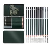 Kzouenzu Lápices Dibujo Profesional [12 Pcs], Kit Dibujo Lapices, Diferentes Grados De Dureza, 2b, 4b, 6b, Pincel De Carbón, Escritura Fluida Para Juventud Kit Dibujo Profesional