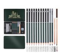 Kzouenzu Lápices Dibujo Profesional [27 Pcs], Kit Dibujo Lapices, Diferentes Grados De Dureza, 2b, 4b, 6b, Pincel De Carbón, Escritura Fluida Para Juventud Kit Dibujo Profesional