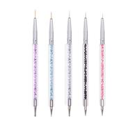Kzouenzu Pinceles Uñas [5 Piezas], Doble Punta Pinceles Set Con Herramienta De Punteado, Pinceles Nail Art Liner, Para Diseño De Arte De Uñas Diy
