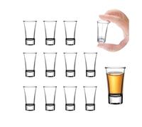 KZQXXT MiNi - Vasos de chupito de 20 ml, juego de 12 vasos pequeños de cristal, multiuso, copas de vino de fondo grueso, vasos de vodka, vasos de licor, vasos pequeños para fiestas, bares y festivales