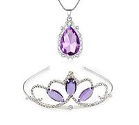 Kzslive - Juego de collar con colgante de tiara y amuleto mágico, diseño de princesa, para cumpleaños, Navidad