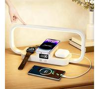 KZT Lamparas De Mesita De Noche Con Cargador Inalambrico Rapido et Carga USB LED lampara de Noche Táctil Regulable Lampara de Mesa de Despertador para Dormitorio Salón Oficina, Blanco
