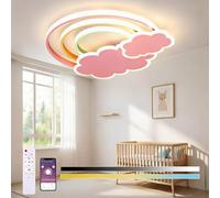 KZT LED Lámpara de Techo Habitación Infantil Regulable Luz de Techo con Mando a Distancia Moderna Nubes Blancas Dibujos Arcoiris Plafones de Techo para Bebé Dormitorio Niño y Niña Salon Balcony