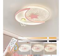 KZT LED Lámpara de Techo Regulable Plafón con Mando a Distancia Moderno Redondo Acrílico Luz de Techo 72W Infantil Luminaria de Techo para Niños Niñas Dormitorio Sala de Estar Iluminación，Rosa