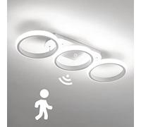 KZT Plafón LED con Detector de Movimiento interior lámpara de techo con Sensor de luz 30W Iluminación de techo de Moderno Blanco Para Pasillo Escaleras Balcón Dormitorio Cocina Sala de Estar (6000K)
