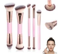 KZTHA 5 piezas Dual Brochas de Maquillaje, Brochas De Maquillaje, Cepillos Aplicadores Facialesl, Para Pulir, Aplicar Base, Colorete, Cremas Para Contornear