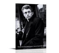 KZXBOCXHV Póster de James Dean en lienzo para pared, impresión en lienzo para el hogar, gimnasio, oficina, dormitorio, decoración de pared retro, 20 x 30 cm, estilo marco