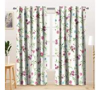 Kzzfqxb 2 Paneles 132x214cm Cortinas Florales, Flores Rojas y Azules Physalis Daisy Hojas Verdes para Ventana para decoración de Dormitorio de niñas Sala de Estar