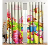 Kzzfqxb Cortinas de dibujos animados de 107x160cm 2 paneles, con diseño de helados camino de dulces mundo de cuentos de hadas, fantasía decor para dormitorio infantil guardería y sala de estar