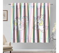 Kzzfqxb Cortinas Rosas de 107x160cm 2 Paneles, Rayas de Colores Rosas Lazo de arcoíris Hermosas para habitación de niños, niñas, bebés, Dormitorio, Sala de Estar