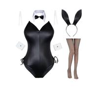 (L (55-60kg),Black)Womens Bunny Costume Girl Suit Senpai Cosplay Anime Role Costume One Piece Bodysuit Stockings Set _b